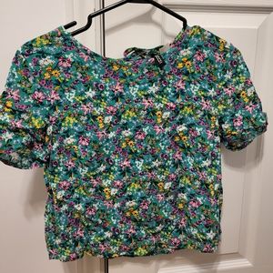 Green floral H&M top